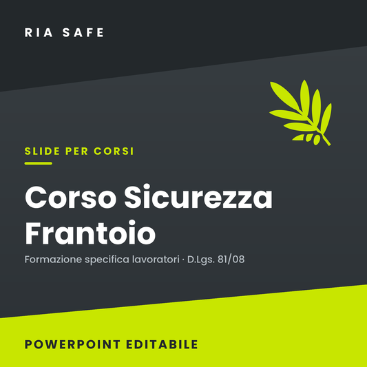 Slide Corso Sicurezza Frantoio – Formazione Specifica Lavoratori